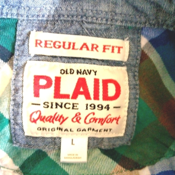 Old Navy Plaid Button Down Shirt Mens Large Regular Fit - Picture 3 of 3